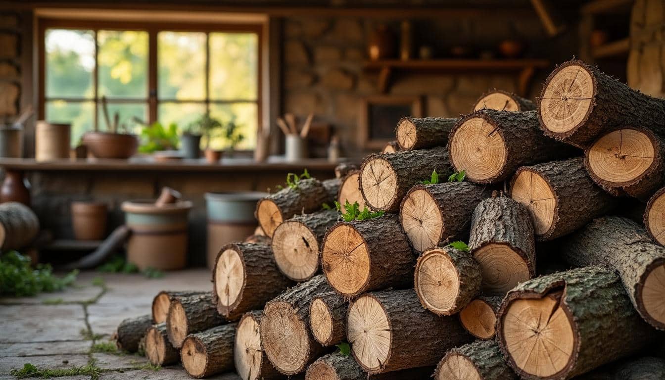 Illustration: Définition et propriétés du bois de châtaignier pour le chauffage