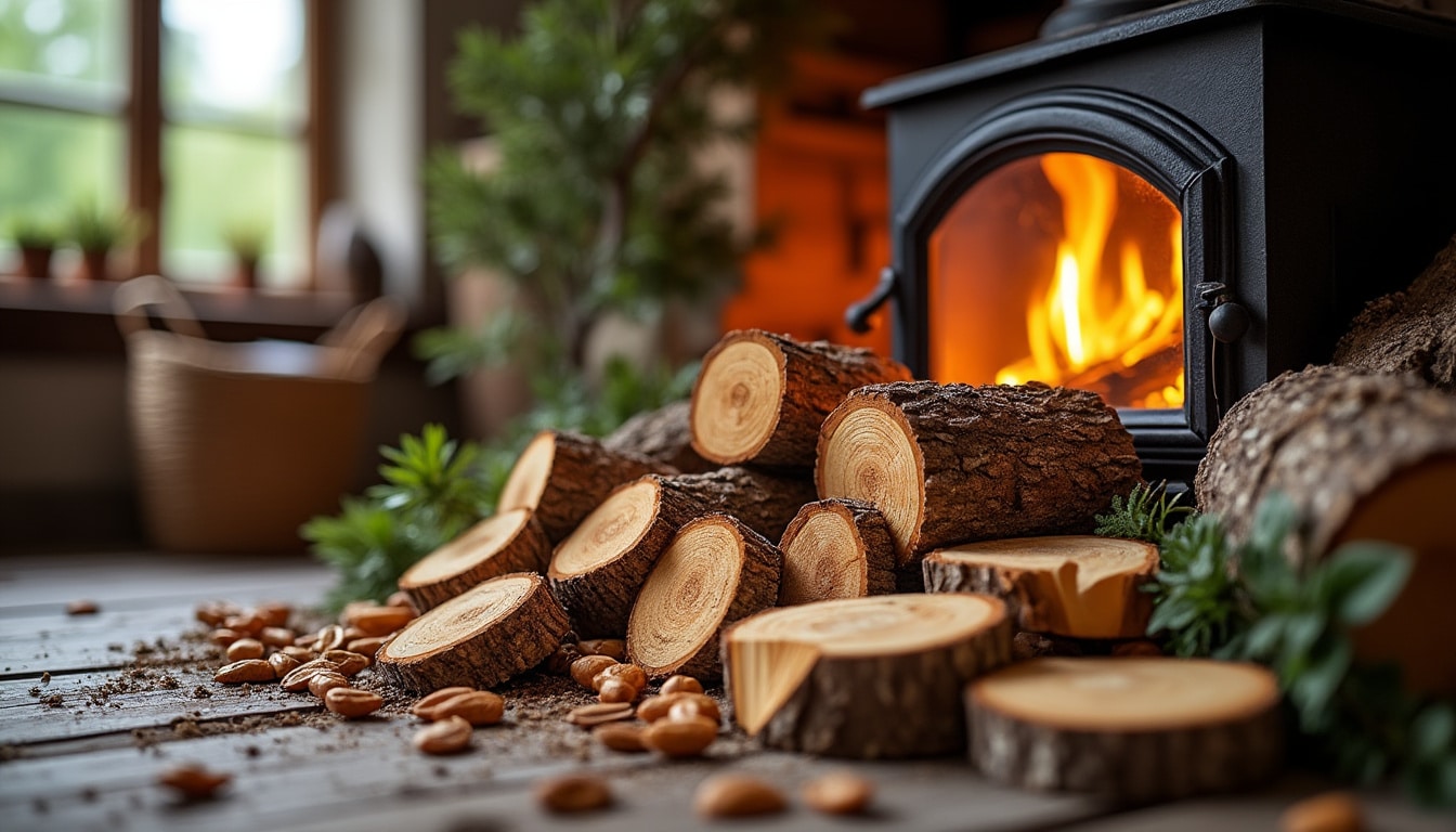 Illustration: Présentation du bois de châtaignier pour le chauffage