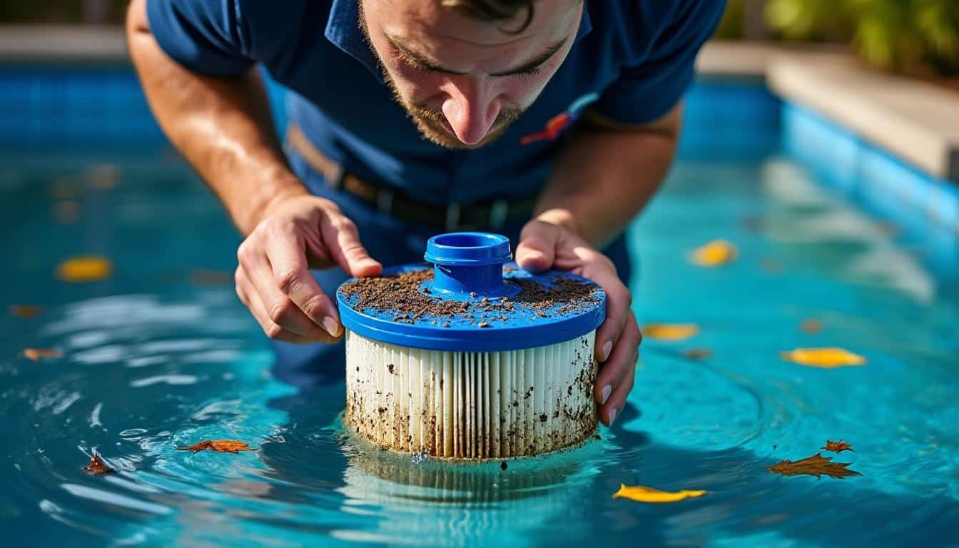 Illustration: Identifier les signes et les causes d’une cartouche encrassée dans la filtration de piscine