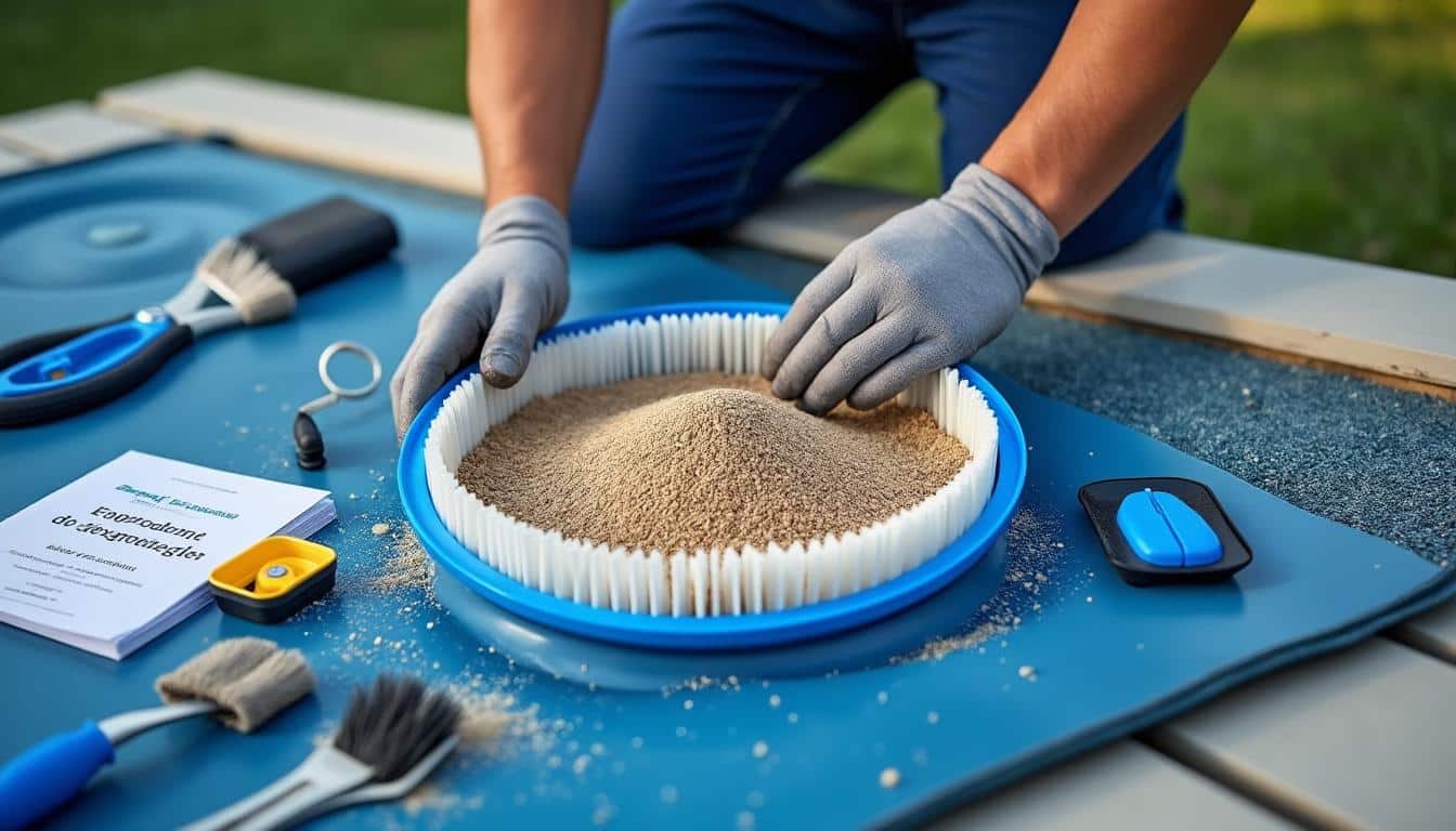 Illustration: Colmatage d’un filtre à sable de piscine : causes, symptômes et conséquences à connaître