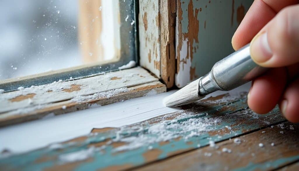 Corriger une fissure à la fenêtre en hiver avec du mastic